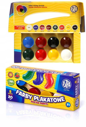 Farby plakatowe 8 kolorów 20ml Astra 83112903
