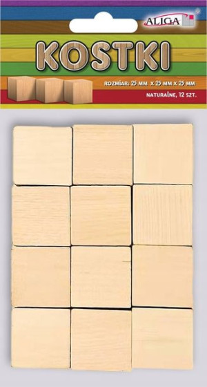 Kostki drewniane 25x25x25mm Aliga 12szt PK-2090