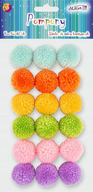 Pompony dekoracyjne Aliga mix 18szt POM-0028