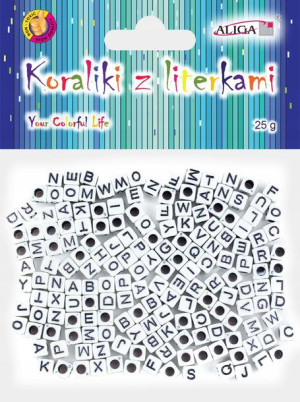 Koraliki plastikowe z literkami Aliga 25g PJA-0330