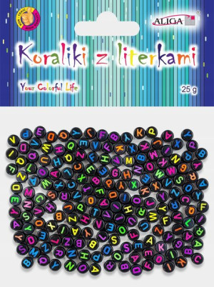 Koraliki plastikowe z literkami Aliga 25g PJA-0323