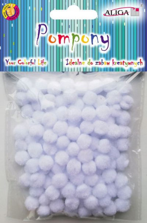 Pompony dekoracyjne Aliga Białe 1cm 120sz POM-301