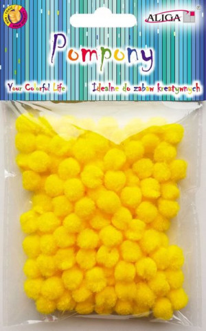 Pompony dekoracyjne Aliga żółty 1cm 120szt POM-306