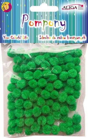 Pompony dekoracyjne Aliga zielone 1cm 120s POM-302
