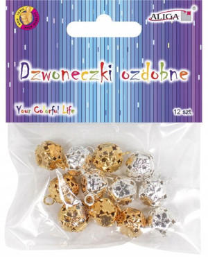 Dzwoneczki ozdobne Aliga MIX 1,3cm 12szt DZW-3197