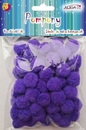 Pompony dekoracyjne Aliga Fiol. 2cm 60szt POM-405