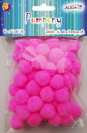 Pompony dekoracyjne Aliga Różowy 2cm 60szt POM-409