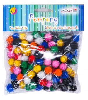 Pompony metalizowane Aliga 1,3cm Mix 150sz PM-3489