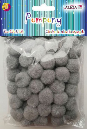 Pompony dekoracyjne Aliga Szare 2cm 60szt POM-411