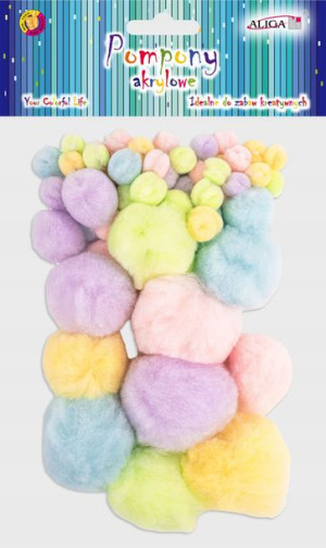 Pompony dekoracyjne Aliga mix 60szt POM-9969