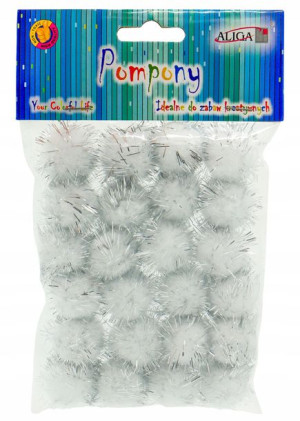 Pompony metalizowane Aliga 2,5cm 24szt PM-4453