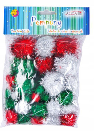 Pompony metalizowane Aliga Mix 50szt PM-3496