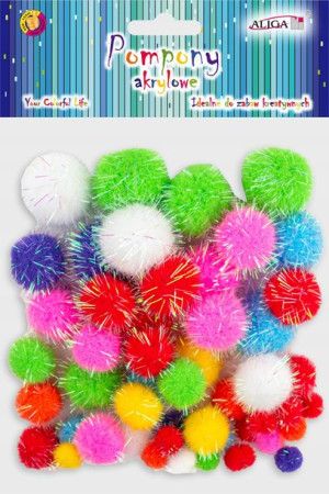 Pompony metalizowane Aliga Mix 50szt POM-6002