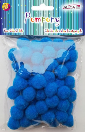 Pompony dekoracyjne Aliga Niebi. 2cm 60szt POM-404