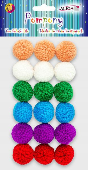Pompony dekoracyjne Aliga mix 18szt POM-0030