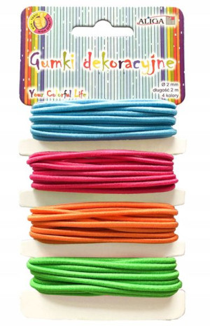 Gumki dekoracyjne mix kolorów 2mm Aliga GUM-6441