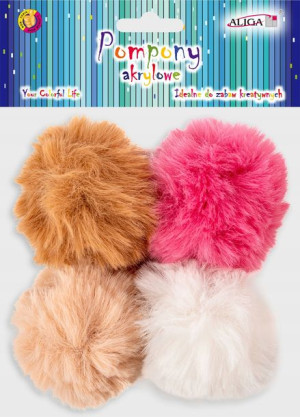 Pompony dekoracyjne Aliga MIX 7cm 4szt POM-6033