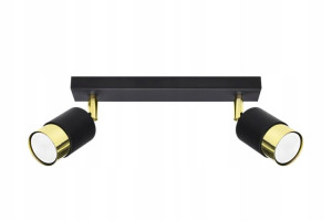 Plafon Lampa Sufitowa Nero 2 Czarny Złoty Sollux