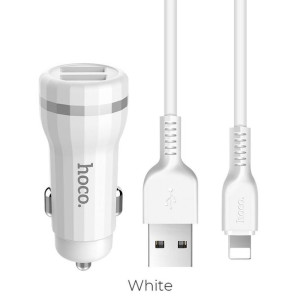Hoco Ładowarka Samochodowa Staunch 2 X Usb 2,4a + Kabel Do Iphone