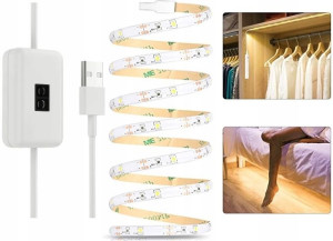Taśma Led Lampka Czujnik Ruchu Szafy Mebli Usb 3m
