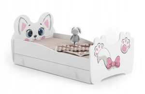 Łóżko Kobi PINK CAT 160x80 z materacem i szufladą
