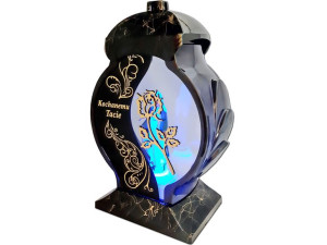 Znicz Tata Tacie Ob Ii Czarno-złoty Marmur+figurka Led