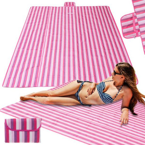 Mata Plażowa Koc Piknikowy Plażowy 200x200cm Różowy