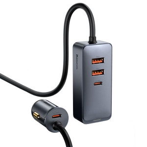 Ładowarka Samochodowa Baseus Share Z Przedłużaczem, 2X Usb, 2X Usb-C, 120W