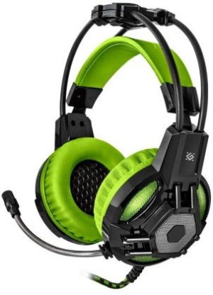 Słuchawki z mikrofonem Defender LESTER podświetlane Gaming czarno-zielone