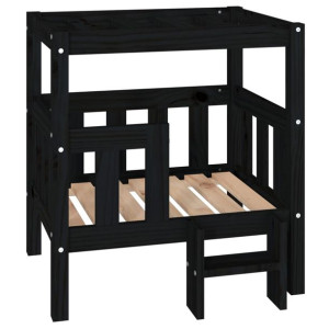 Legowisko dla psa, czarne, 65,5x43x70 cm, lite drewno sosnowe