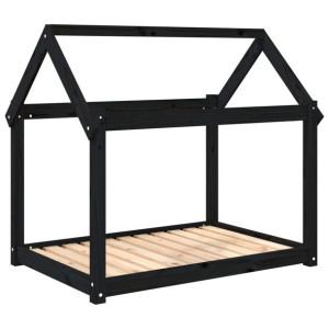 Legowisko dla psa, czarne, 101x70x90cm, lite drewno sosnowe
