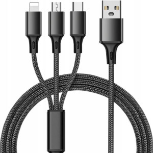 Kabel Ładowarka 3w1 Do Iphone Micro Usb Typ-c