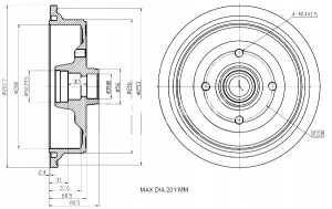 Bębny Ham. 2szt Vw T. A80 86-91 200x51.5 Maxgear