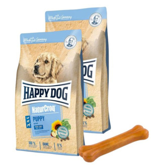 HAPPY DOG Natur-Croq szczeniak 2x15kg + MACED Kość Wędzona Prasowana 11 cm
