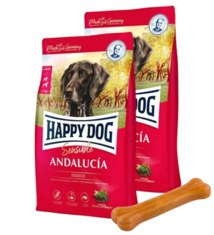 Happy Dog Supreme Andalucia 2x11kg + MACED Kość Wędzona Prasowana 11 cm