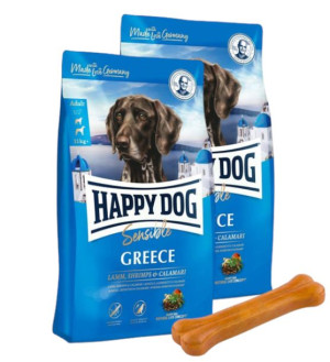 Happy Dog Supreme Greece 2x11kg + MACED Kość Wędzona Prasowana 11 cm