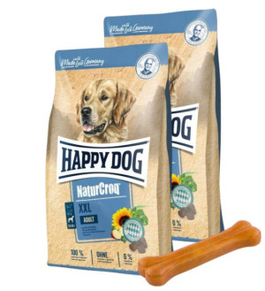 Happy Dog NaturCroq Adult XXL 2x15 kg + MACED Kość Wędzona Prasowana 11 cm