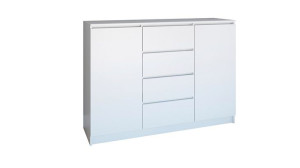 Komoda Szafka 2d4s 120 Szuflady Drzwi - Biel