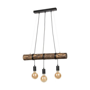 Tongo Lampa Wisząca 3xe27 Max.60w Czarny / Sosna Bejcowana Orzechowa