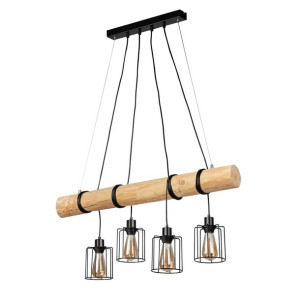 Keyla Lampa Wisząca 4xe27 Max.60w Czarny/sosna Naturalna