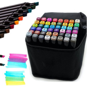Markery Dwustronne Alkoholowe 48szt + Etui