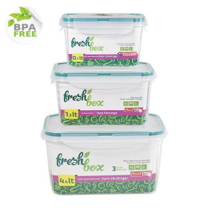 Pojemniki do żywności Fresh Box bez BPA komplet 3 sztuki całkowita pojemnoś