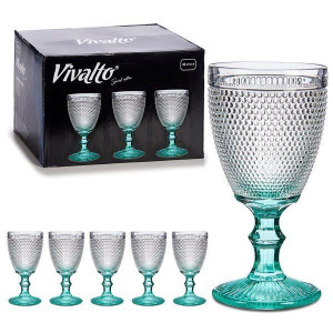 Kieliszki do wody wina Kropka Turkus 330 ml komplet 6 szt.