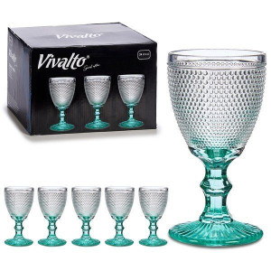 Kieliszki do wody wina Kropka Turkus 240 ml komplet 6 szt