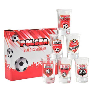 Kieliszki do wódki 35 ml Polska Biało-Czerwoni komplet 6 sztuk