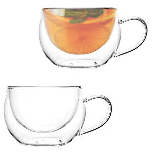 Szklanki termiczne do kawy herbaty 180 ml komplet 2 szt z uchem