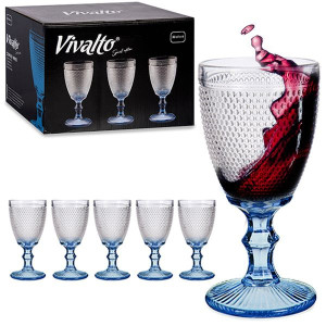 Kieliszki do wina wody 240 ml 6 sztuk Kropka kolor niebieski