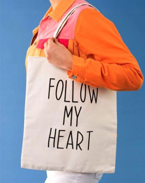 Torebka torba ECRU shopper ,,FOLLOW MY HEART''