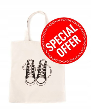Torebka torba ECRU shopper z printem trampek.