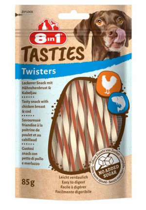 8in1 Tasties Twisters Przysmak mięsny dla psów 85g